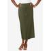 Plus Size Women's True Fit Stretch Denim Midi Skirt by Jessica London in Dark Olive Green (Size 22 W)