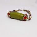 Anthropologie Jewelry | New Anthropologie Green Stone Bracelet Chain Red | Color: Green/Tan | Size: Os