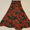 Lularoe Skirts | Lularoe Maxi Skirt Red Black Floral Polyster Maxi | Color: Black/Pink | Size: S