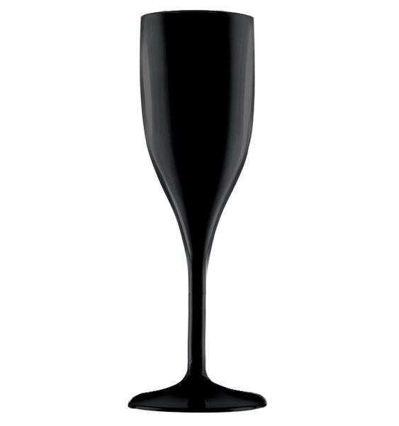 72 Mehrweg Sektgläser schwarz SAN 150ml Spritzguss Wiederverwendbar Kunststoff Sektflöte unzerbrechlich Image