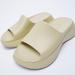 Zara Shoes | New Zara Rubberized Low Heel Sandal Flat Chunky | Color: Cream/Tan | Size: 9.5