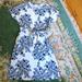 Lularoe Dresses | Lularoe Women Sz Large Marly Dress Shift Tie Waist Floral White Blue Knee Length | Color: Blue/White | Size: L