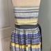 Anthropologie Dresses | Maeve Anthropologie Stripe Strapless 100% Cotton Dress. Pockets. Size 12 | Color: Blue/Yellow | Size: 12