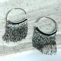Anthropologie Jewelry | New~ Anthropologie Silver Slinky Fringe Hoop Earrings | Color: Silver | Size: Os