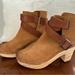 Free People Shoes | Free People Bungalow Clog Boot In Sand Suede With Wooden Heal Size 38 | Color: Brown | Size: 7.5