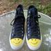 Converse Shoes | Mens 11 Women's 13 Converse All Star High Top Happy Shoes Black Yellow | Color: Black/Yellow | Size: 13
