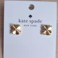 Kate Spade Jewelry | Kate Spade Gold Spade Flower Crystal Stud Earrings Y2k Bling | Color: Gold | Size: Os