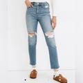 Madewell Jeans | Madewell The Perfect Vintage Jean Size 27 Distressed High Rise Jeans Destroyed | Color: Blue/White | Size: 27