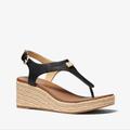 Michael Kors Shoes | Michael Kors Logo Laney Blacktoepost Thong Espadrille Wedge Sandal Sz 11 New | Color: Black/Gold | Size: 11