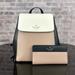 Kate Spade Bags | Kate Spade New York Madison Leather Medium Flap Backpack Shoulder Bag Wallet Set | Color: Cream/White | Size: Os