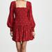 Free People Dresses | Free People Two Faces Floral Smocked Drop Waist Mini Dress Ruby Red Combo | Color: Red | Size: S