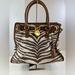 Michael Kors Bags | Michael Kors Brown Zebra Print Hamilton Top Handle Shoulder Bag | Color: Brown/Cream | Size: Os