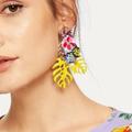 Zara Jewelry | New! Zara Tropical Leaves Drop Earrings | Color: Gold/Red/Silver | Size: Os
