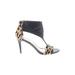 Carlos by Carlos Santana Heels: Black Leopard Print Shoes - Women's Size 6 - Open Toe