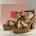 Kate Spade Shoes | Kate Spade New York Multi Toast Tan Glow Leather Cork Platform Heel Womens 7.5 | Color: Brown/Tan | Size: 7.5