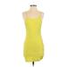 Shein Casual Dress - Mini Square Sleeveless: Yellow Solid Dresses - Women's Size 6