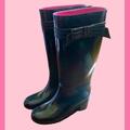 Kate Spade Shoes | Kate Spade New York Women’s Black Pink Knee High Bow Heeled Rain Boots Size 9m | Color: Black/Pink | Size: 9