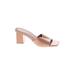 Rouge Heels: Slip On Chunky Heel Minimalist Tan Solid Shoes - Women's Size 10 - Open Toe