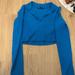 Zara Tops | Long Sleeve V Neck Blouse | Color: Blue | Size: L