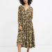 Madewell Dresses | Madewell Cinch-Waist Tiered Midi Dress In Wildblooms Olive Green {3a34} | Color: Green/Yellow | Size: Xl