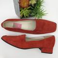 Lilly Pulitzer Shoes | Lilly Pulitzer Orange Suede Square Toe Block Heel Slip On Loafer Size 10n Narrow | Color: Orange/Red | Size: 10