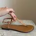 J. Crew Shoes | Jcrew Tan Brown Cork Thong T Strap Flat Sandals Size 5 | Color: Tan | Size: 5