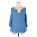 Just Fashion Now 3/4 Sleeve Blouse: Blue Tops - Women's Size 2X