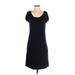 Talbots Casual Dress - A-Line Scoop Neck Short sleeves: Black Print Dresses - Women's Size P Petite