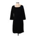 Liz Claiborne Casual Dress - Sheath Scoop Neck 3/4 sleeves: Black Dresses - Women's Size Small