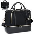 LOIDOU Women's Travel Bags Weekender Bag Overnight Shoulder Duffel Carry-on Tote Bag with Luggage Sleeve Fit 15.6 Inch Laptop Perfect for Travel/Daily Use/Birthday Gift, black, Travel