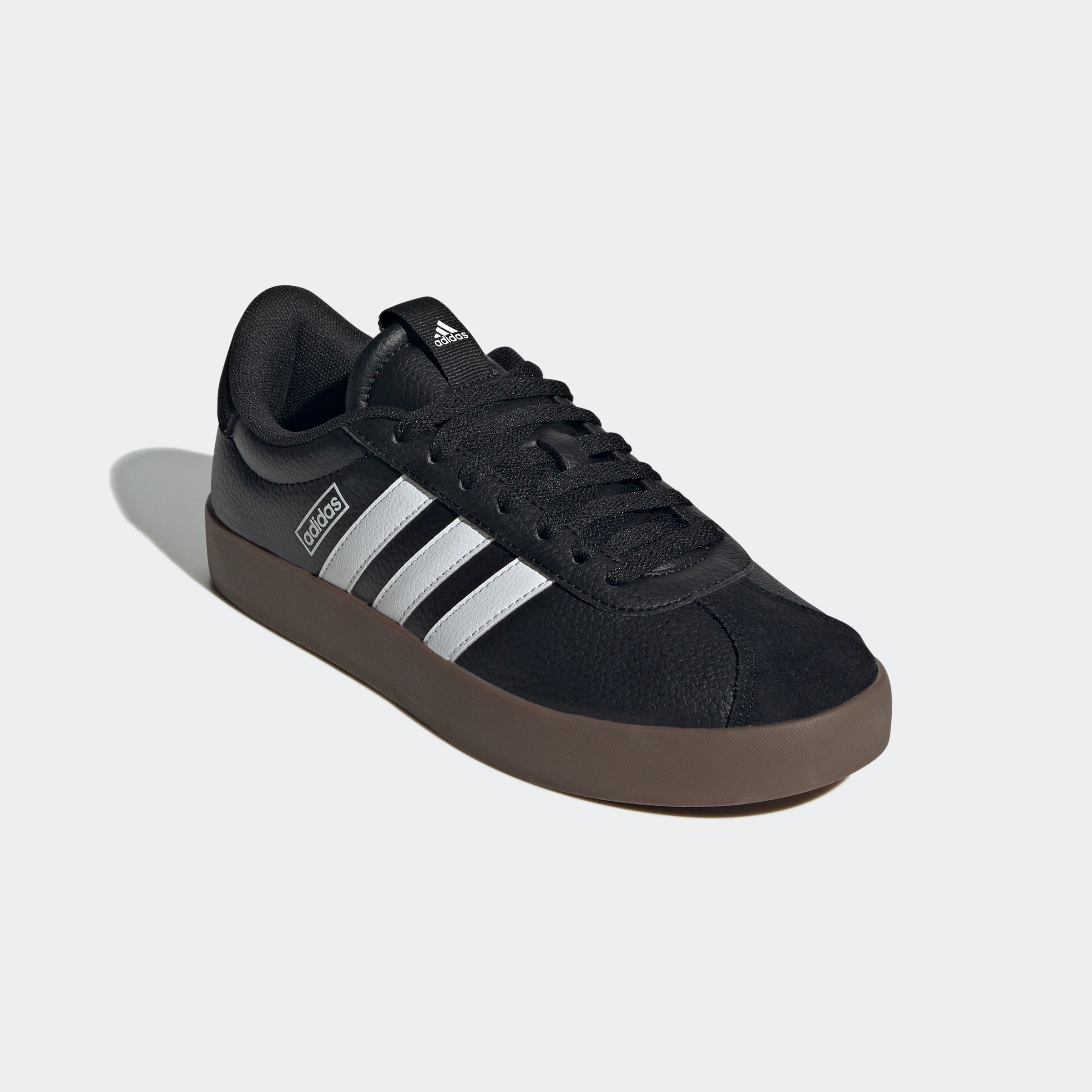 Sneaker ADIDAS SPORTSWEAR "VL COURT 3.0", Damen, Gr. 38,5, schwarz-weiß (core schwarz, cloud weiß, gum5), Leder, Synthetik, Schuhe Sneaker, inspiriert vom Design des adidas samba