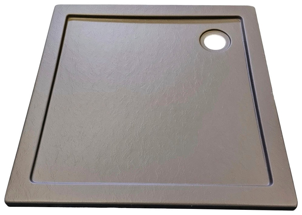 Eckduschwanne SANOTECHNIK, grau, B:80cm H:4cm T:80cm, Duschwannen, mit Steineffekt, LxBxH: 80x80x4 cm