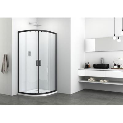 Eckdusche SANOTECHNIK "Elite", schwarz (schwarz matt), B:90cm H:195cm T:90cm, Duschkabinen, 195 cm Höhe