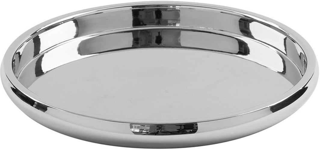 Tablett FINK "APOLLO", silber (silberfarben), H:4cm Ø:33cm, Edelstahl, Tabletts, hochglänzend, Ø 33 cm