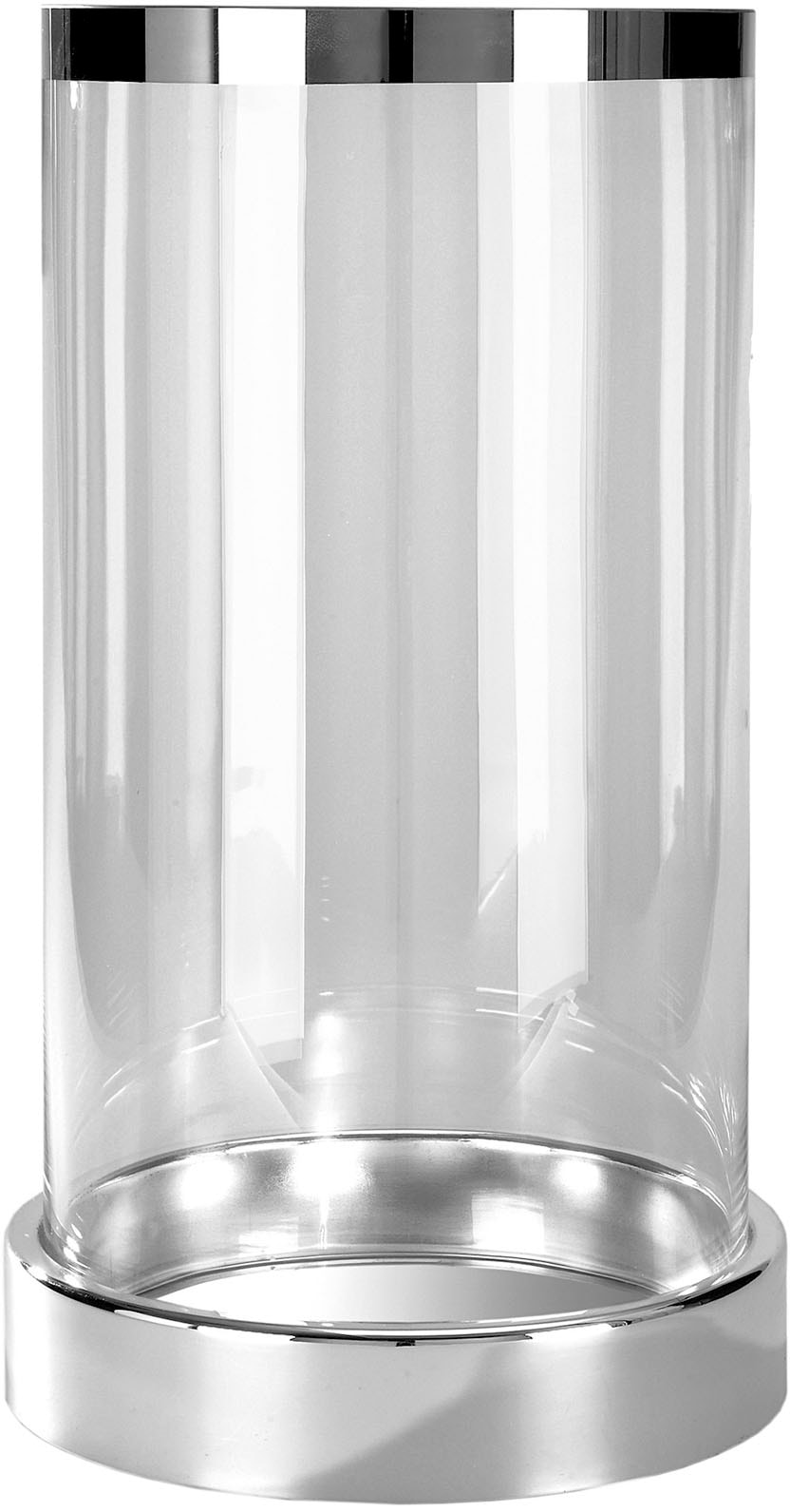 Windlicht FINK "EMPIRE", silber (silberfarben), H:44cm Ø:25cm, Eisen, Glas, Kerzenhalter, Silberfarben - Eisen vernickelt mit Glas, Höhe ca. 44 cm Image