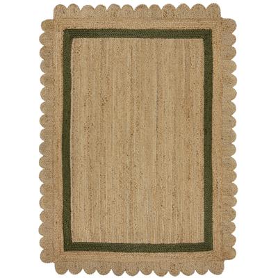 Teppich FLAIR RUGS "Grace", grün, B:120cm H:7mm L:170cm, Jute, Teppiche, aus 100% Jute, fußbodenheizungsgeeignet, mit Bordüre Image