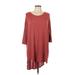Active USA Casual Dress - Shift Scoop Neck 3/4 sleeves: Burgundy Print Dresses - Women's Size Large