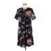 Charles Henry Casual Dress - Shift Crew Neck Short sleeves: Black Floral Dresses - Women's Size Medium