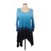 Philosophy Republic Clothing Casual Dress - A-Line Scoop Neck 3/4 sleeves: Blue Tie-dye Dresses - Women's Size Large