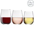 Argon Tableware 18 Piece Corto Stemless Wine Glasses Set 6x 590ml, 6x 475ml & 6x 360ml - Modern Style Glass Tumblers for Red, White Wine, Water