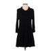 Joan Vass Casual Dress - Sweater Dress: Black Dresses - Women's Size Small