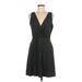 Ann Taylor LOFT Casual Dress - A-Line V Neck Sleeveless: Black Solid Dresses - Women's Size 6 Petite