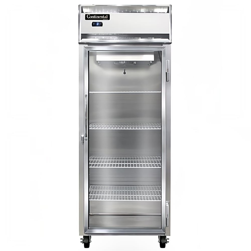 Continental 1FESNSSGD 28 1/2" 1 Section Reach In Freezer, 1 Right Hinge Glass Door, 115v, Top-mounted Compressor, Stainless Steel