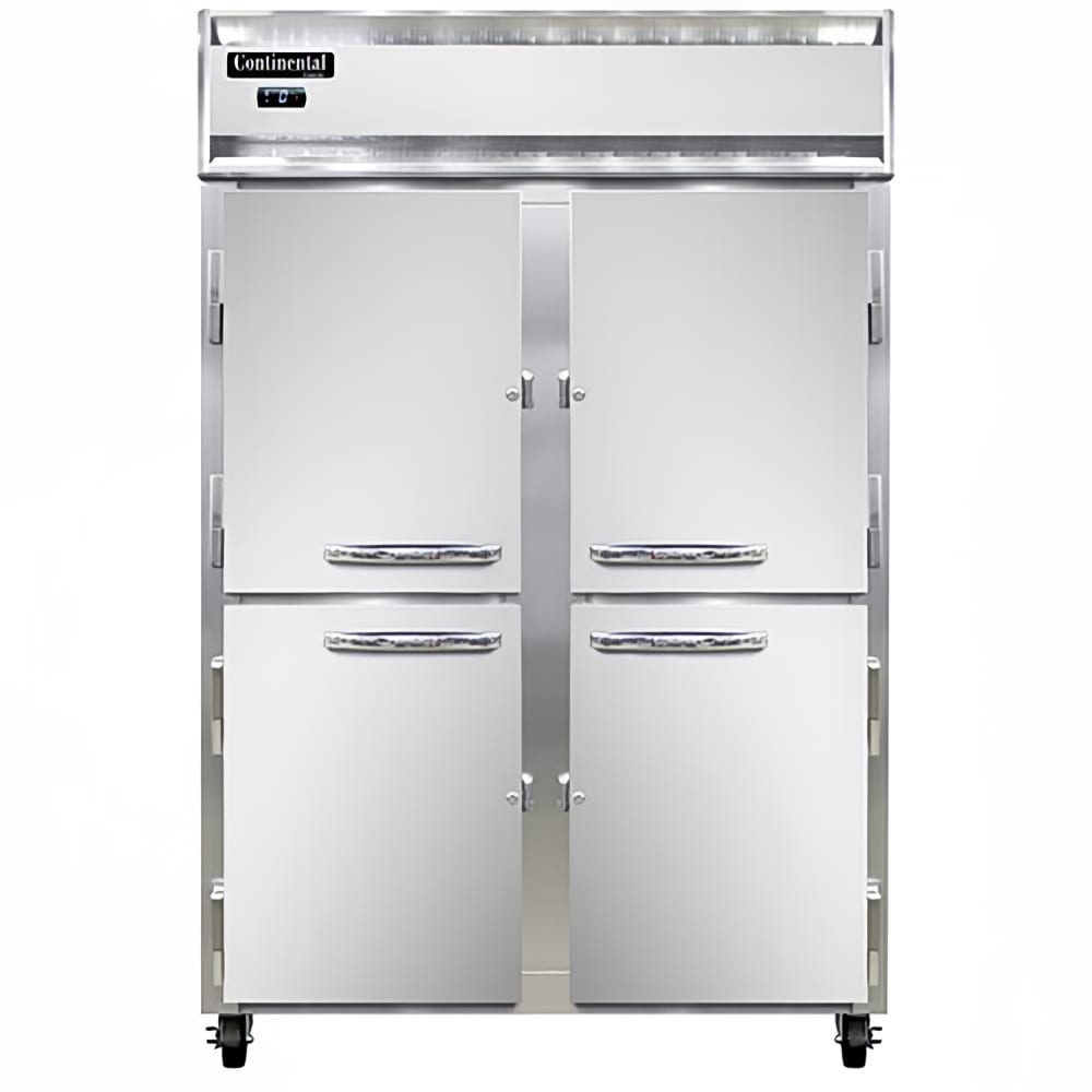 Continental 2FNSAHD 52" 2 Section Reach In Freezer, 4 Left/Right Hinge Solid Doors, 115v, Stainless Steel & Aluminum