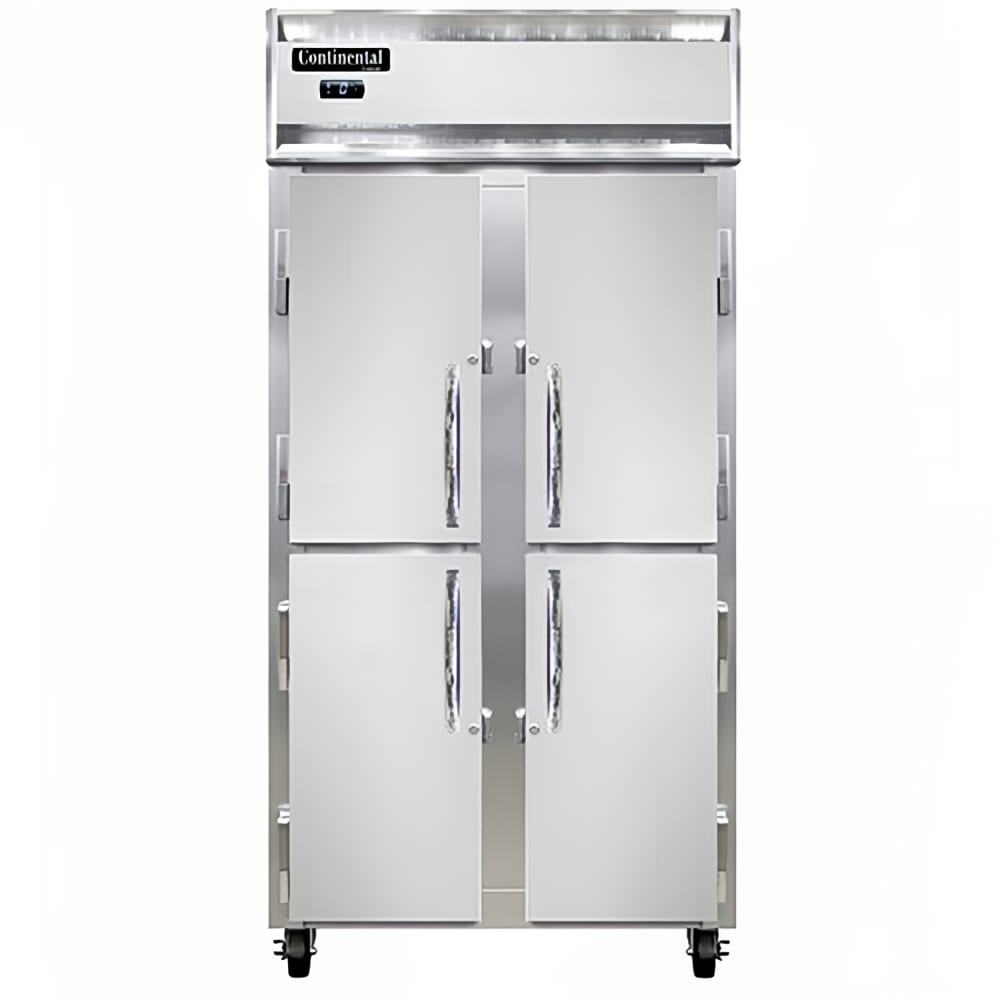 Continental 2FSENSAHD 36 1/4" Slim Line 2 Section Reach In Freezer, 4 Left/Right Hinge Solid Doors, 115v, Stainless Steel