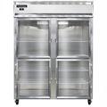 Continental 2RENSAGDHD 57" 2 Section Reach In Refrigerator, (4) Left/Right Hinge Glass Doors, Top Compressor, 115v, Silver