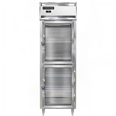 Continental D1FNSSGDHD 26" Designer Line 1 Section Reach In Freezer, 2 Right Hinge Glass Doors, 115v, 4 Shelves, Stainless Steel