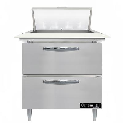 Continental D32N8C-D 32" Designer Line Sandwich/Salad Prep Table w/ Refrigerated Base, 115v, Stainless Steel