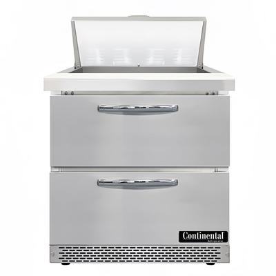 Continental D32N8-FB-D 32" Designer Line Sandwich/Salad Prep Table w/ Refrigerated Base, 115v, Stainless Steel