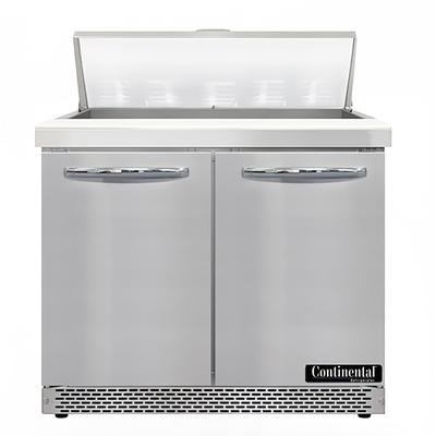 Continental D36N10-FB 36" Designer Line Sandwich/Salad Prep Table w/ Refrigerated Base, 115v, Solid Doors, Stainless Steel